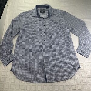 WRK Sz 18 Blue Button Up Shirt 4-Way Stretch WorkRestKarma Long Sleeve Blue Pink